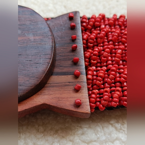 Handcrafted Beaded Stretchable Belt with a Wooden Buckle - Picture 4 of 11